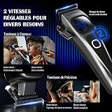 SUPRENT Men's Professional Hair Trimmer - Titanium-Coated Fade Blade, Adjustable Zero-Gap T-Blade, 5 Length Levels, Magnetic Guide Combs, 2500 mAh Battery & Type-C Charging Station - 6