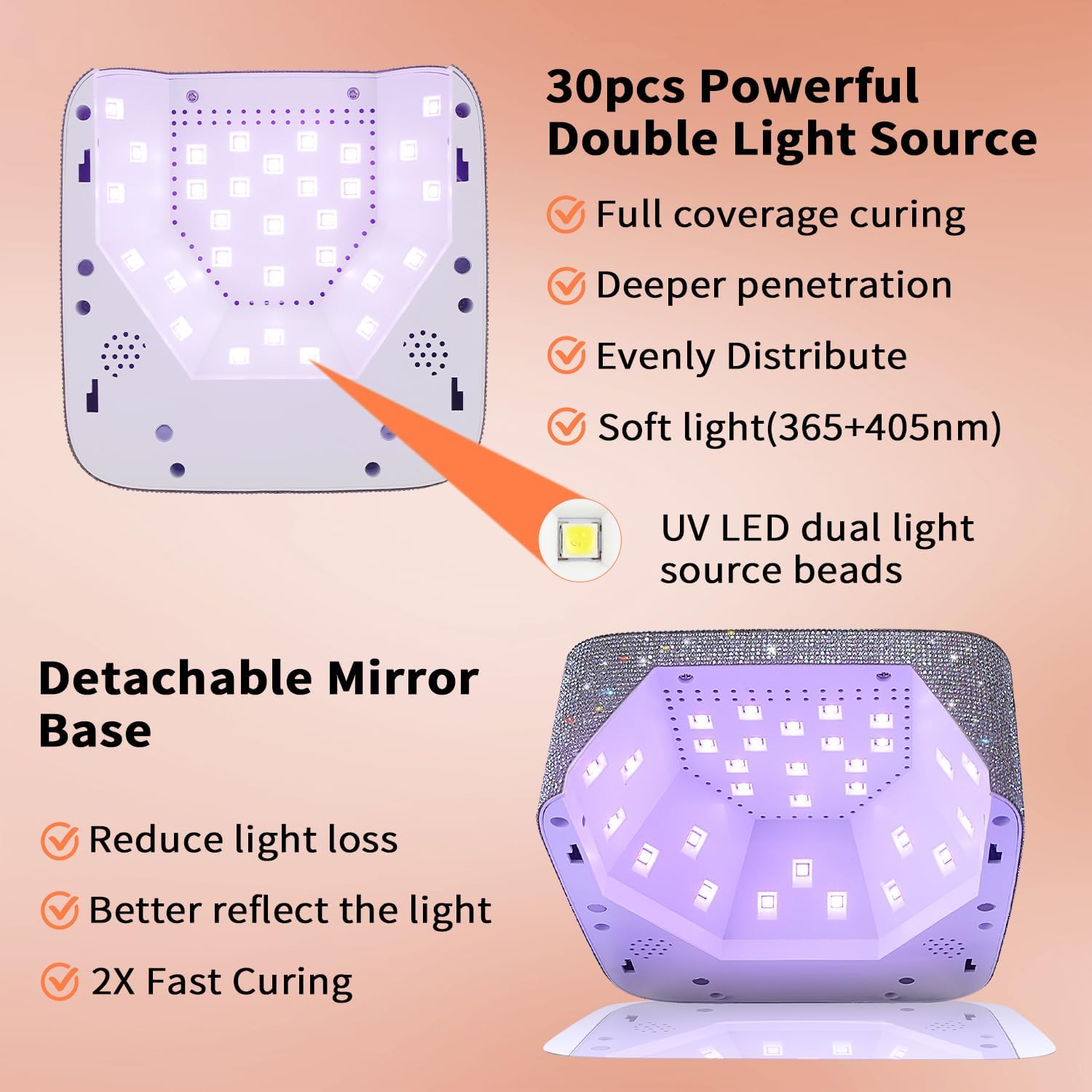 Cordless UV LED Nail Lamp,72W Rechargeable UV Light for Gel Nails with 5 Timer Setting Quick Dry Curing Lamp with Display Auto Sensor for Salon & Home(AB Diamond)