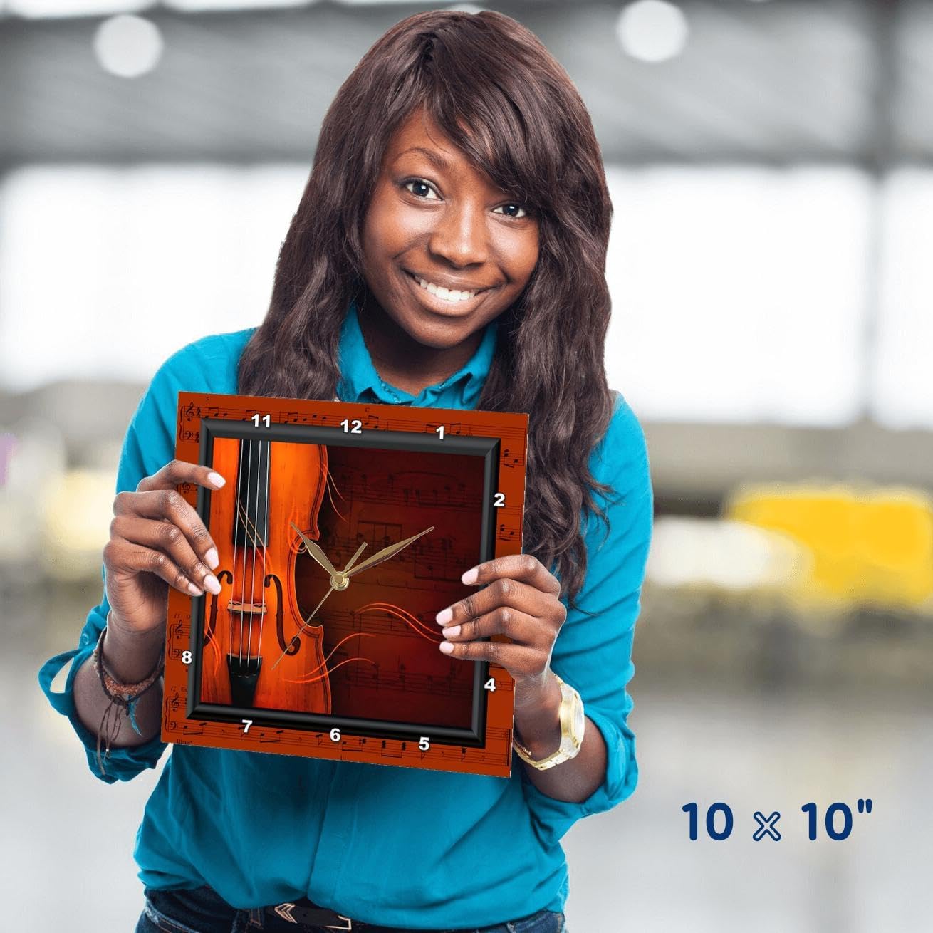 3dRose LLC Violin or Fiddle 10 by 10-Inch Wall Clock