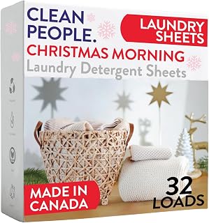 The Clean People Laundry Detergent Sheets - Laundry Soap - Ultra Concentrated, Recyclable Packaging, Stain Fighting - Christmas Morning (32 Count)