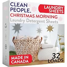 The Clean People Laundry Detergent Sheets - Laundry Soap - Ultra Concentrated, Recyclable Packaging, Stain Fighting - Christmas Morning 32 Count
