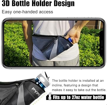 PYFK Running Belt Hydration Waist Pack with Water Bottle Holder for Men Women Waist Pouch Fanny Bag Reflective