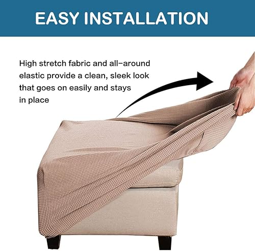 Miniatura 4 de Fundas otomanas, fundas cuadradas de tela jacquard para reposapiés, fundas protectoras para taburetes de almacenamiento, fundas otomanas elásticas