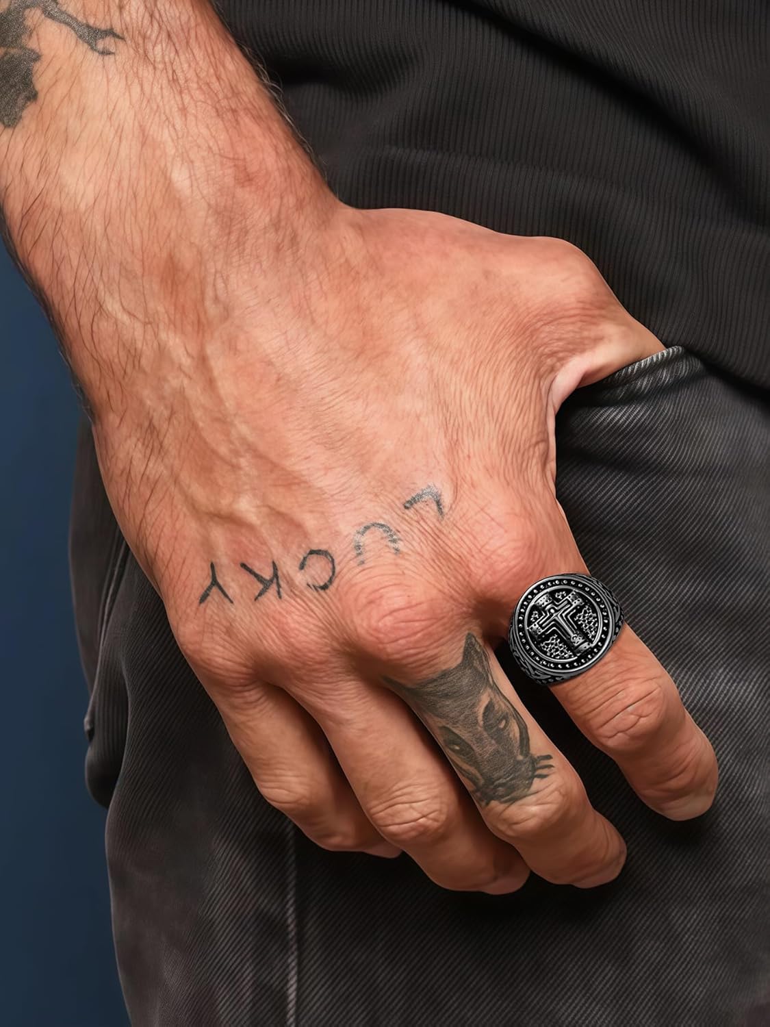 Christian Cross Rings for Men - Stainless Steel Jesus Jewelry with Celtic Knot Sides (Gold/Black/Silver) - Catholic Religious Gift, Size 7-13 - Image 2