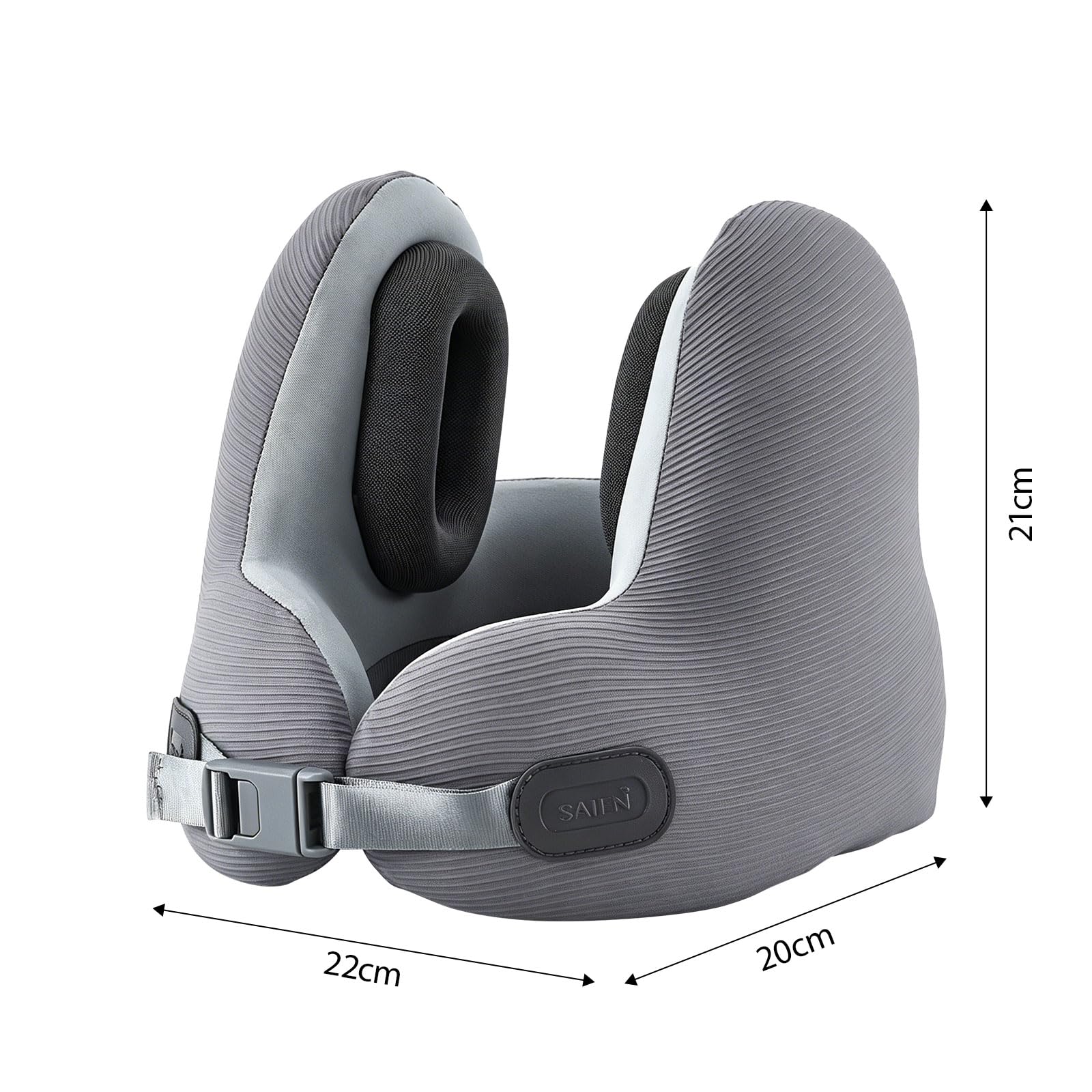La almohada cervical de viaje con forma incluye fundas desmontables para las orejas y almohada de cuello ajustable de espuma viscoelástica para aliviar la presión