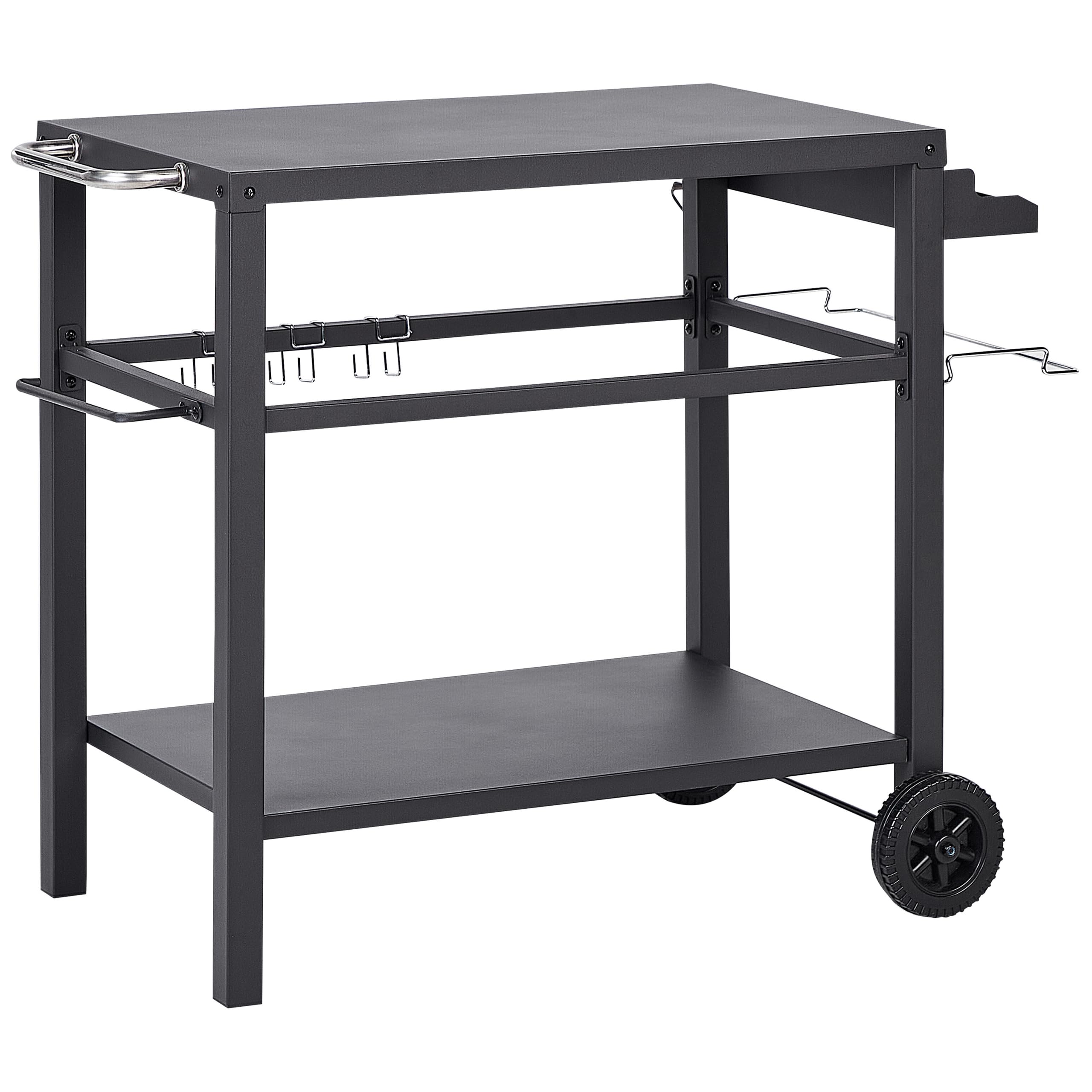 Beliani Carrello portavivande da Giardino con Ruote in Acciaio Nero