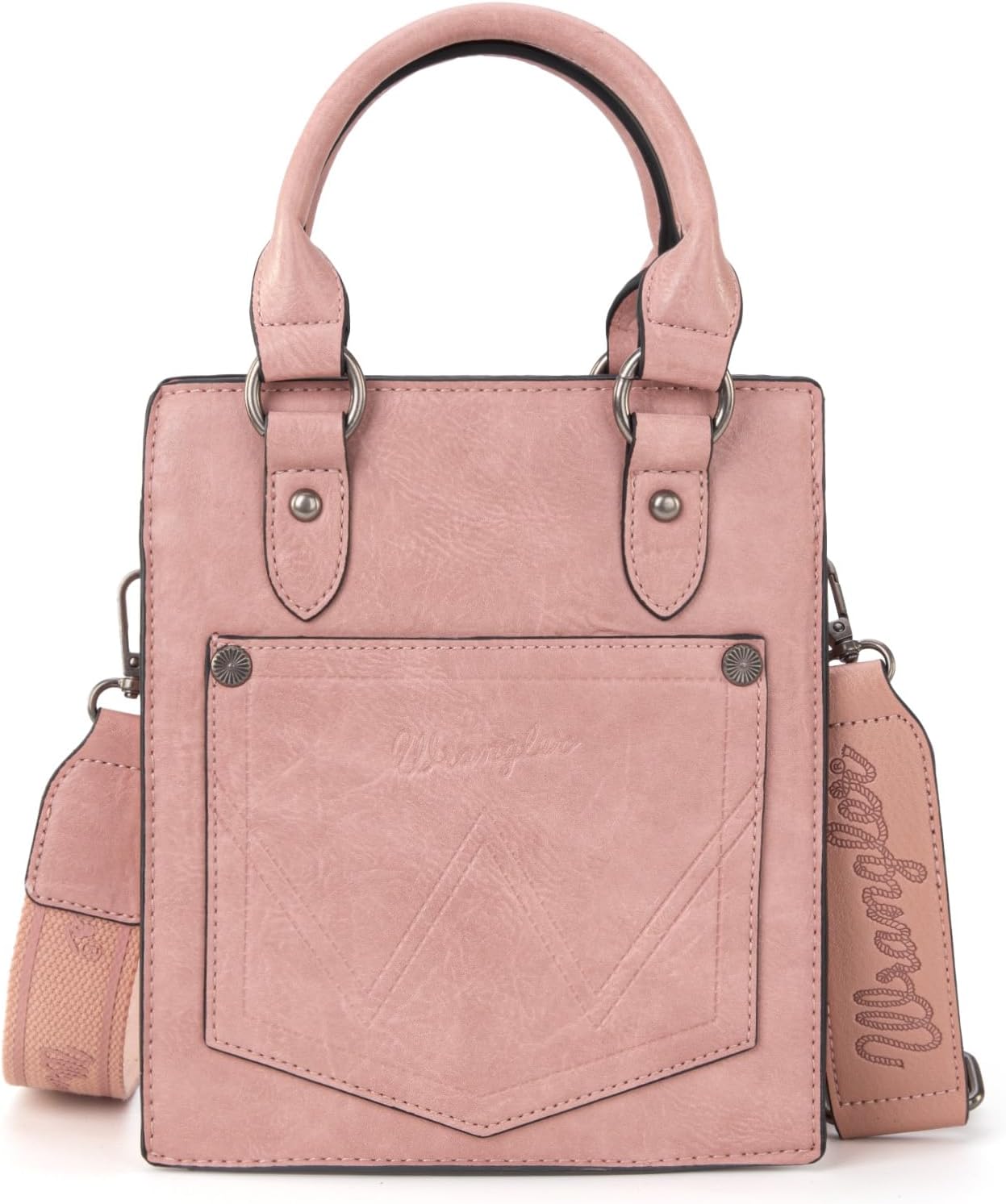 Wrangler Embossed Crossbody Purse for Women Top Handle Fringe Handbags and Western Mini Tote