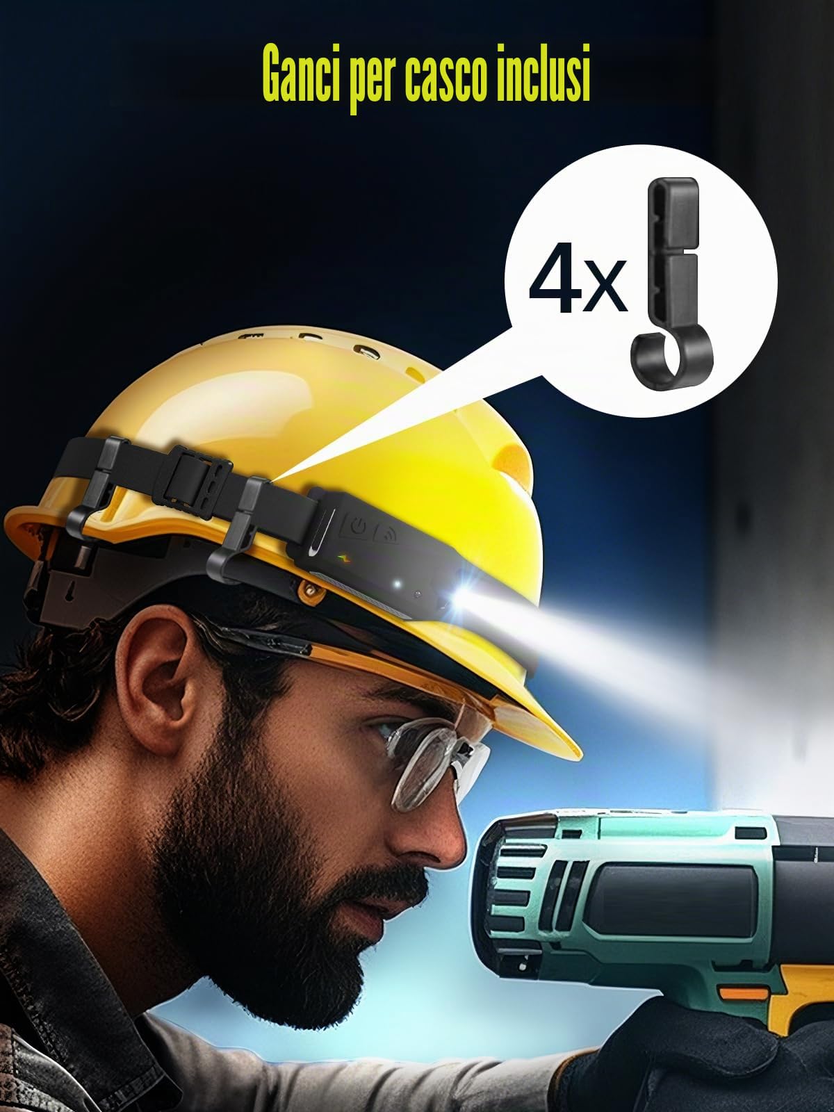UNBON Torcia Frontale LED Ricaricabile USB C, Lampada Frontale con Sensore Movimento, Torcia da Testa 5 Modalità di Luce, 230°Angolo Ampio, Lampada da Testa Impermeabile IPX4 per Trekking Corsa Pesca