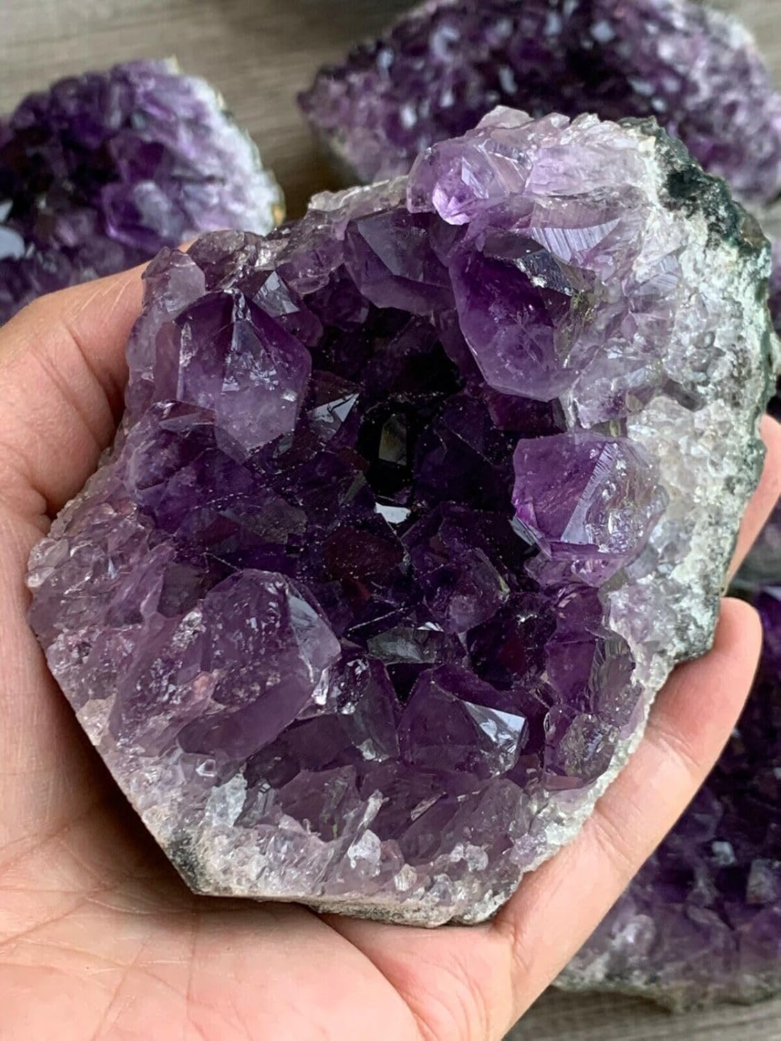 GAF TREASURES Deep Purple Amethyst Cluster, Natural Amethyst Geode, Amethyst Druze, Raw Amethyst Crystal (0.5-1 lb)