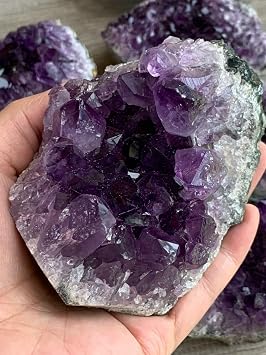 GAF TREASURES Deep Purple Amethyst Cluster, Natural Amethyst Geode, Amethyst Druze, Raw Amethyst Crystal 0.1-0.25 lb