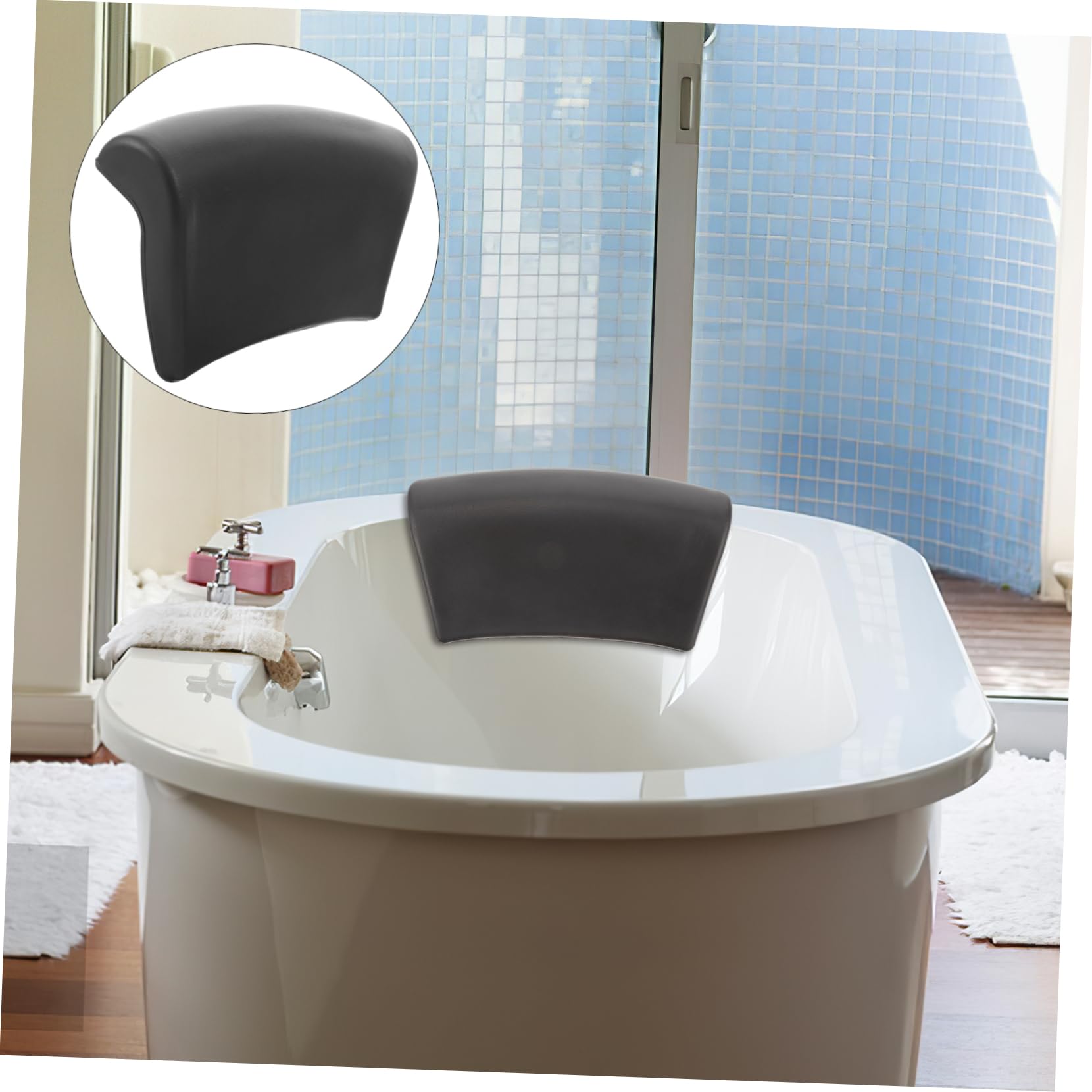 Sedol Oreiller Baignoire- Oreiller De Bain Haut De Gamme Pour Tête Et Cou Avec Ventouses - Coussin De Bain Imperméable Pour Le Soutien Du Dos - Repose Tete Baignoire Avec Éponge Exfoliante