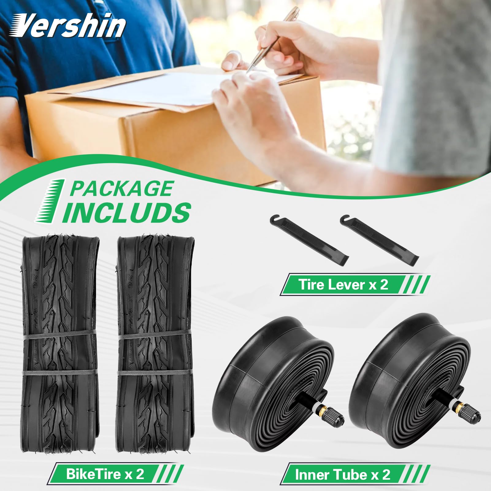 26 X 1 3/8 Fahrradreifen & Schlauch Set – Pannensicher, Schrader-Ventil, Inkl. 2 Montagehebel