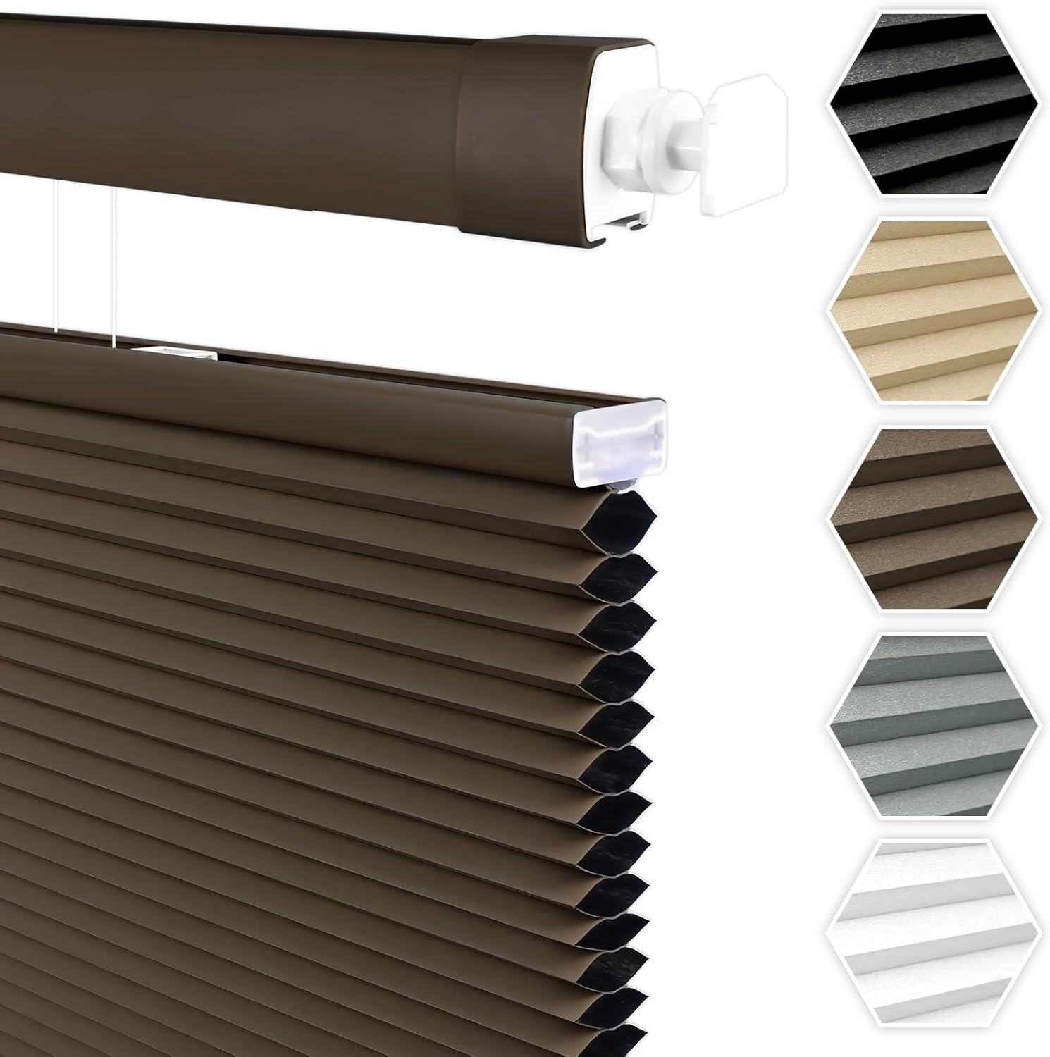 No Drill No Tools Cellular Shades Top Down Bottom Up Honeycomb Blinds Blackout Cordless Window Blinds Easy to Install Cellular Shade for Windows,Blackout-White,Custom Size
