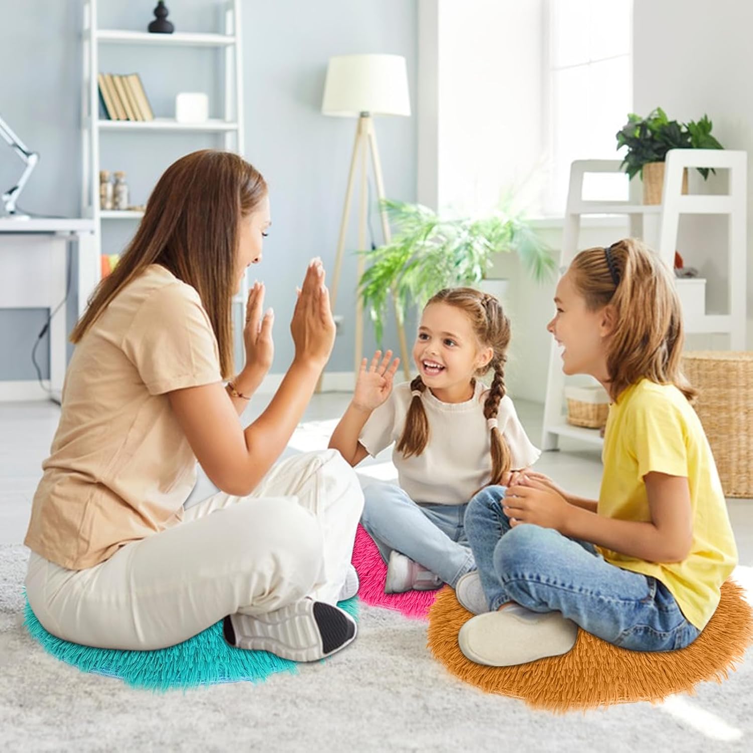 30 Pcs Kids Crazy Carpet Circle Seats 16 Inch Round Floor Mat Kids Floor Cushions Soft Colorful Educational Classroom Rug for School Home Group Activity Learning Marker Playing Areas