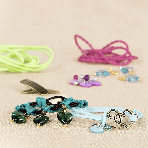 Miniatura 4 de Craftabelle Kit de creación de dijes naturales - Kit de fabricación de pulseras - Juego de joyas de 29 piezas con cuentas y cordones de cuero - Kits
