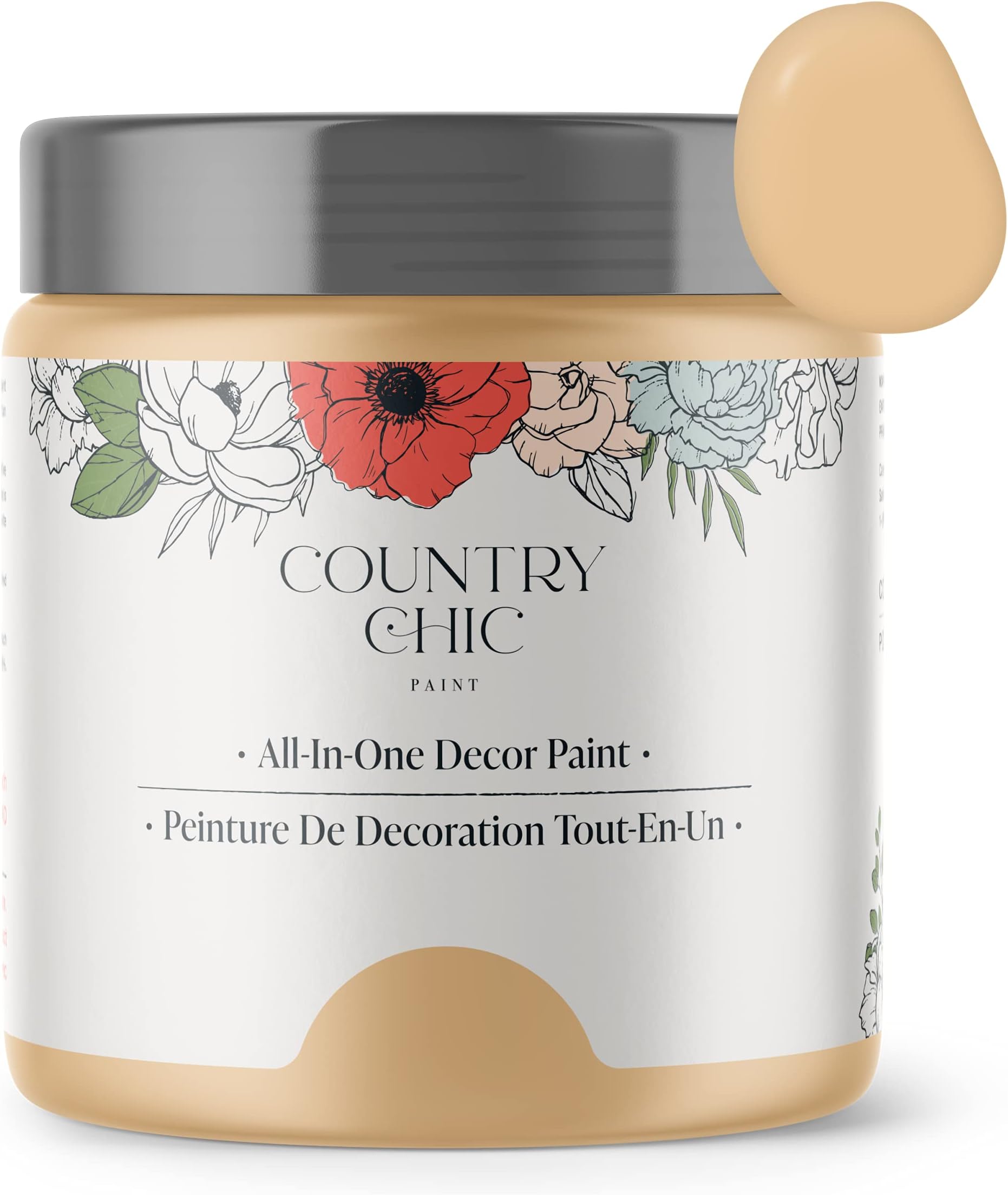 Country Chic Paint Chalk Style - for Furniture, Home Decor, Crafts - Eco-Friendly - All-in-One - No Wax Needed (Bee's Knees [Soft Yellow], Sample (4 oz))