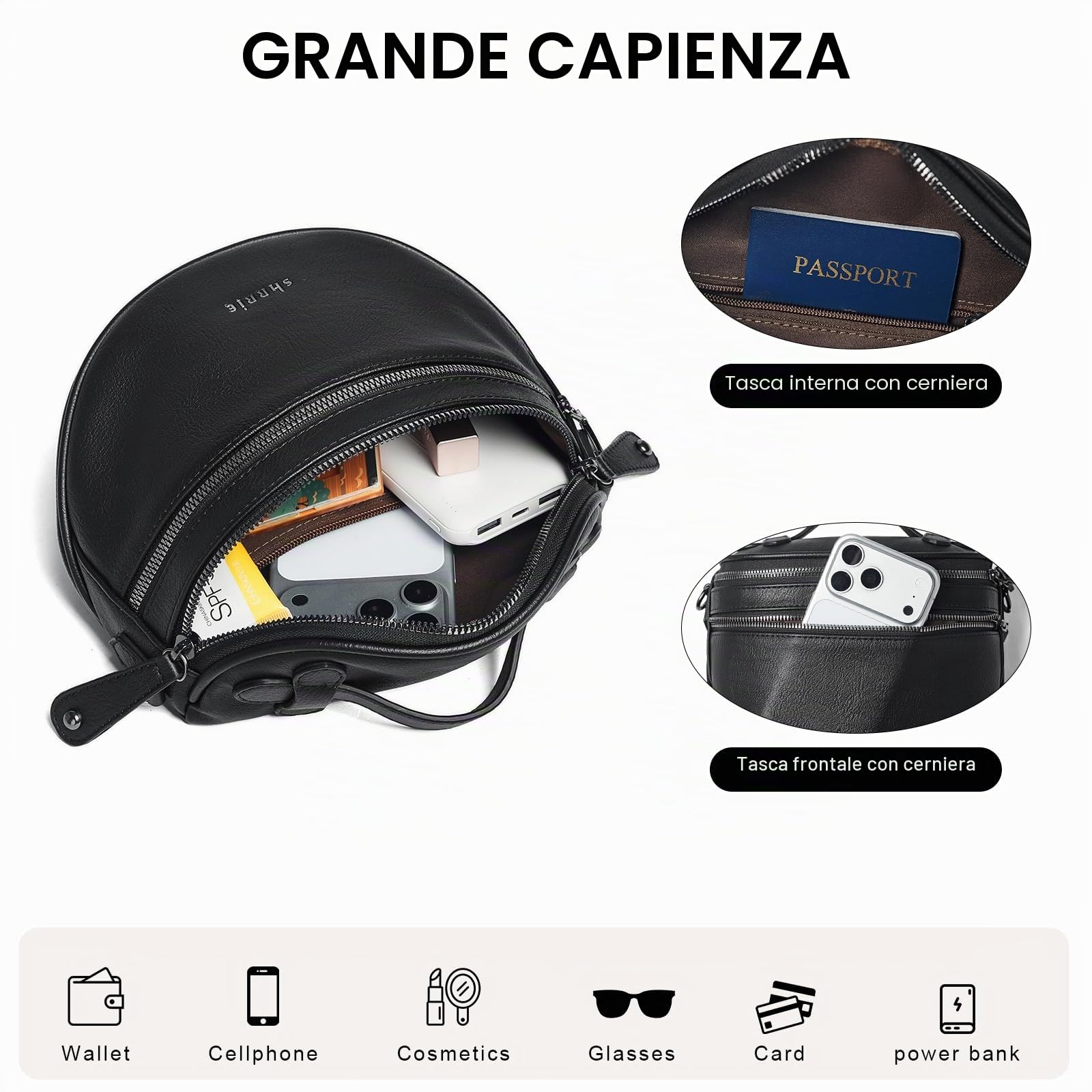 Shrrie Crossbody tasche per donne, Vegan cuoio tasca per donne borsa a spalla, borse portatili borsa al seno con cintura larga
