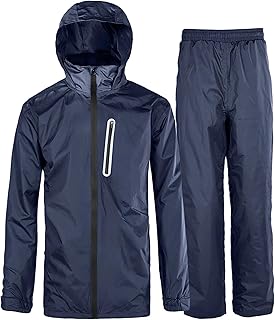 igeekwell Men's Rain Suit Waterproof Breathable Bicycle Rainwear Reflective Fishing Raincoat Lightweight Windproof Rain Ja...