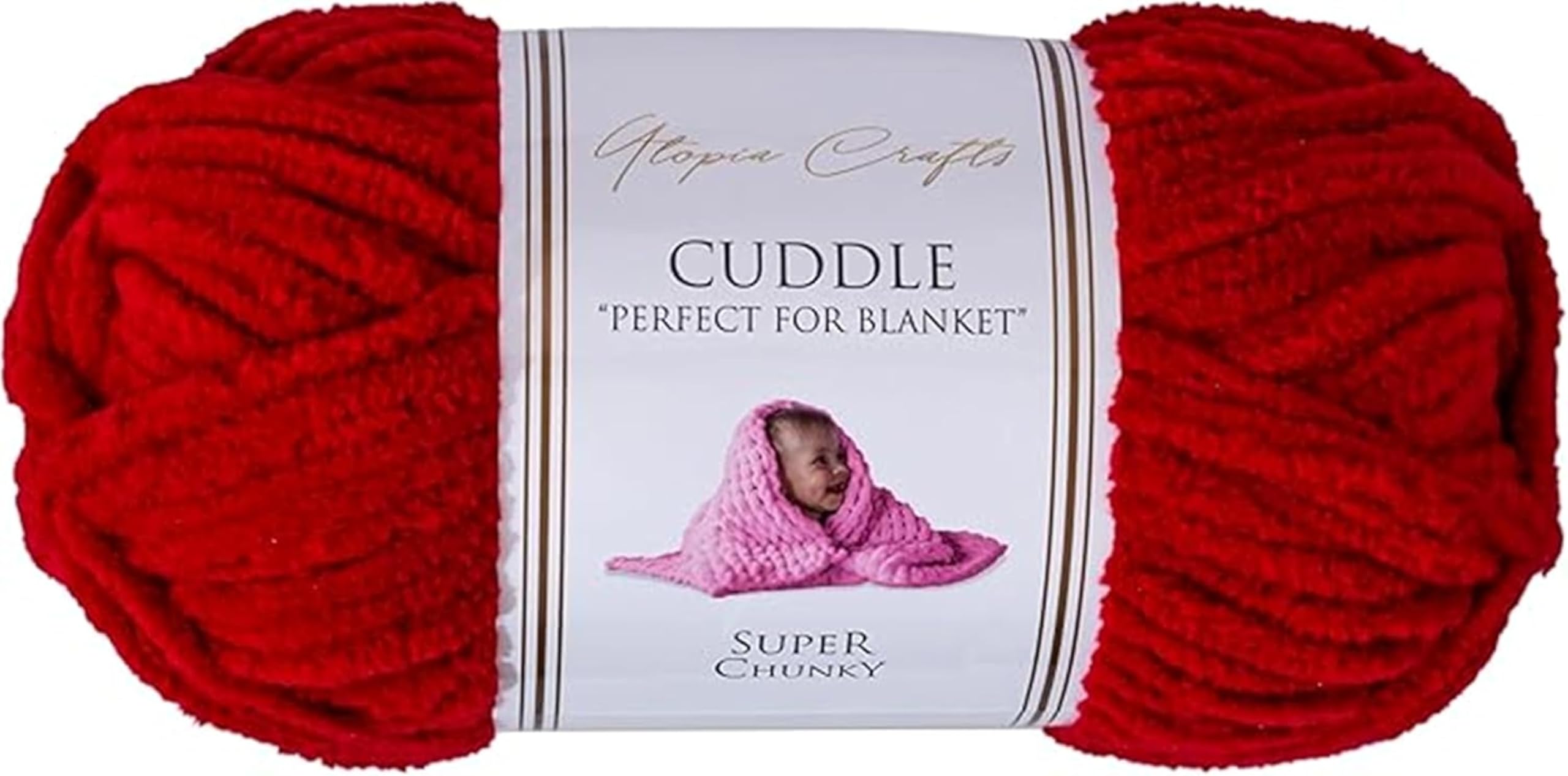 Utopia Crafts Cuddle Super Chunky Chenille Soft Yarn 100g (Cherry)