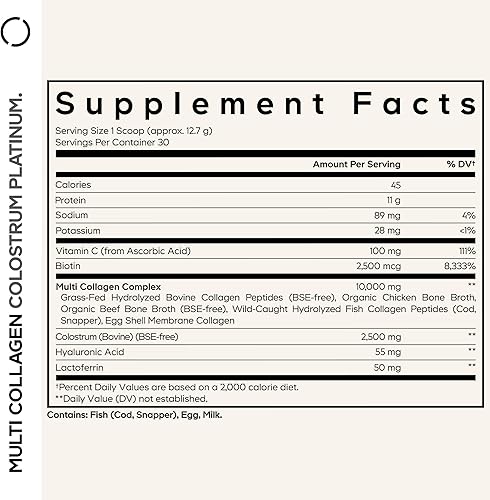 Miniatura 2 de Codeage Polvo de calostro multicolágeno platino  Péptidos de colágeno bovino hidrolizados alimentados con pasto, suplemento de calostro bovino