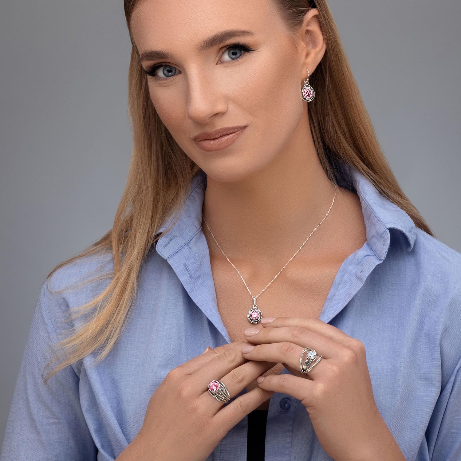 JEAN RACHEL JEWELRY 925 Sterling Silber Ohrringe Damen, Handgefertigte Vintage Design Draht-Wrap Zirkonia Hängeohrringe – Hypoallergen, Nickelfrei, Bleifrei – Aquamarin oder Citrin Statement