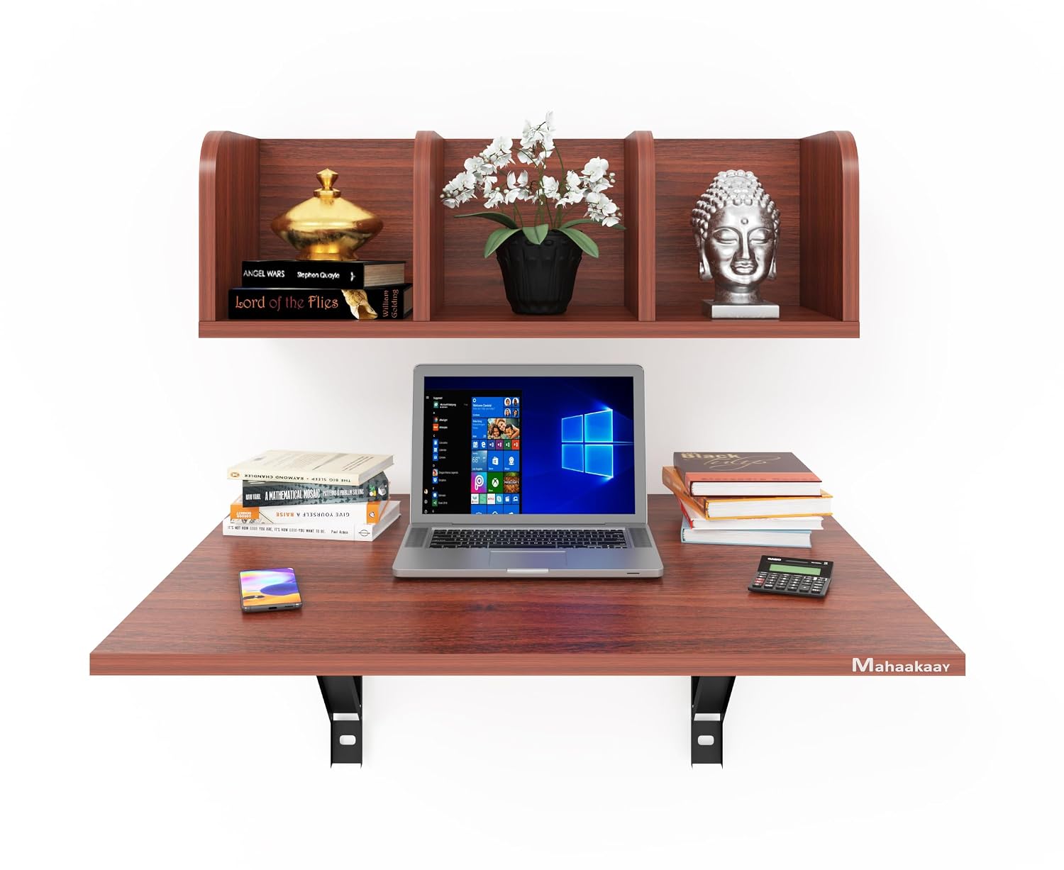Study Rack Big Mahaakaay Engineered Wood Wall Mounted Big Study Table Desk with ...