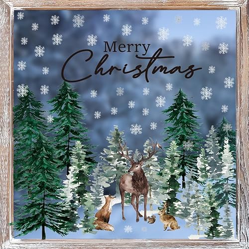 Miniatura 27 de Horaldaily 221 calcomanías de Navidad para ventana, bolas de Navidad, ramas de nieve para el hogar, suministros de fiesta, tienda, ventana