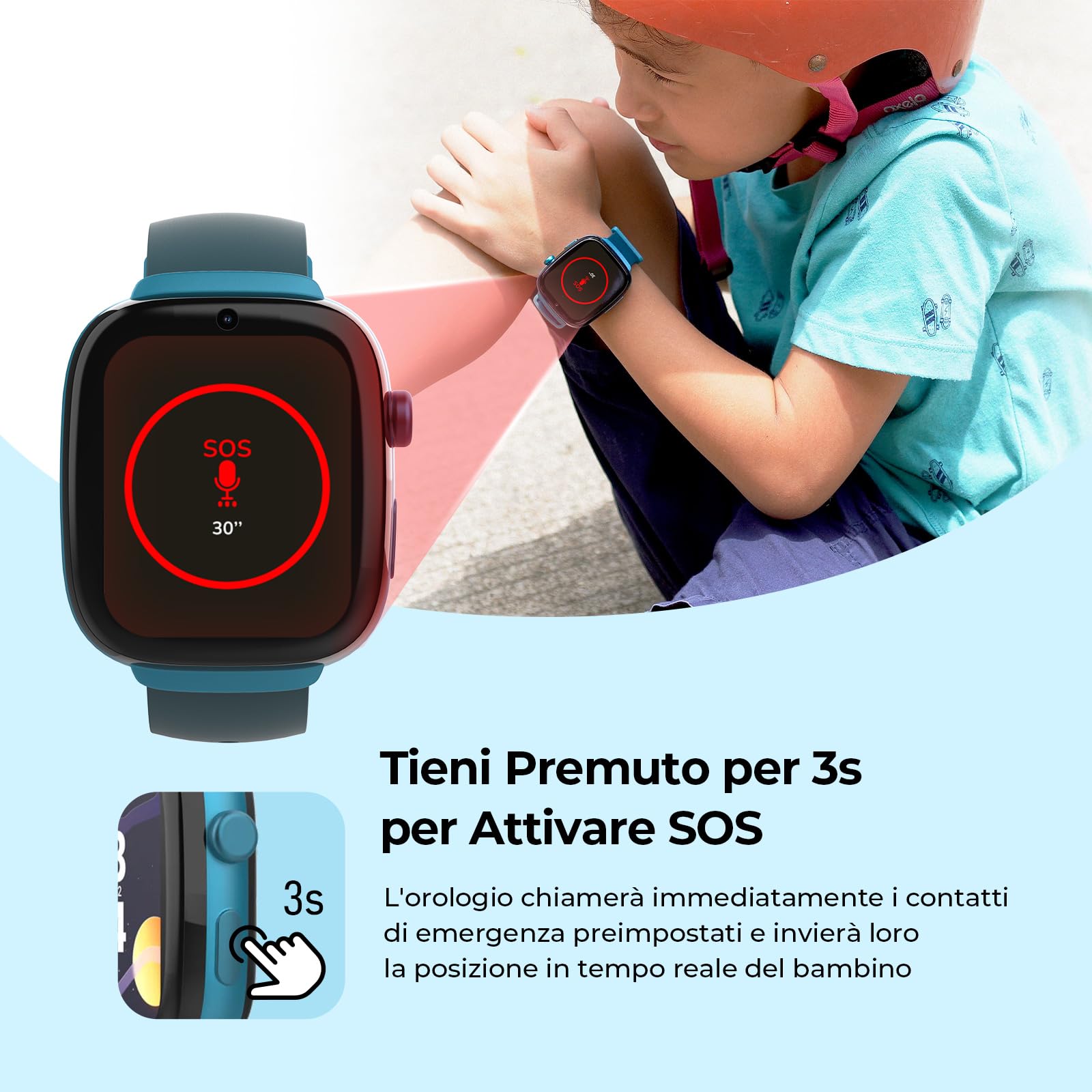Smart Watch per bambini MX3 | Videochiamata 4G LTE e GPS Tracker | Pulsante SOS e Zone Sicure | Modalità Classe e Controlli Parentali, Registro Compiti e Umore, IP68, Smartwatch per bambini dai 4 ai