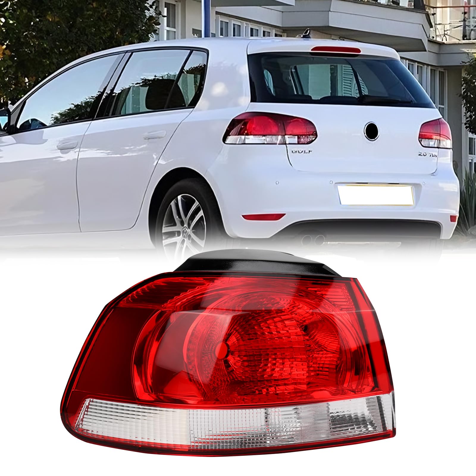 Fanale posteriore senza lampadina esterno sinistro di ricambio per 2009-2013 VW Golf MK6, chiaro rosso Basic fanale posteriore, 5K0945095D 5K0945095N 5K0945095E