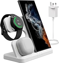 Wirelesss Charger Stand for Samsung galaxy S26 25 24 Ultra, Fast Charger with 18w Adapter for S24 S23 Ultra S22 S21, Z Flip Fold Series, Note 20/10/9 & Buds 2 Pro/Live Samsung Galaxy Watch 5 Pro/4/3