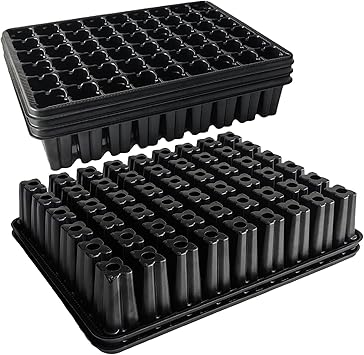 RooTrimmer 54 Cell Seed Starter Trays, 2.8" Deep Plug Tray Seedling for TD377 Nursery Tray, Super Thick Reusable Trays for Easy Transplantation 11.14inch 14.6 inch, 5-Pack