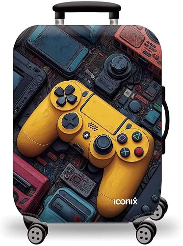 Iconix Printed Luggage Protector Cover - Retro Console Art - M