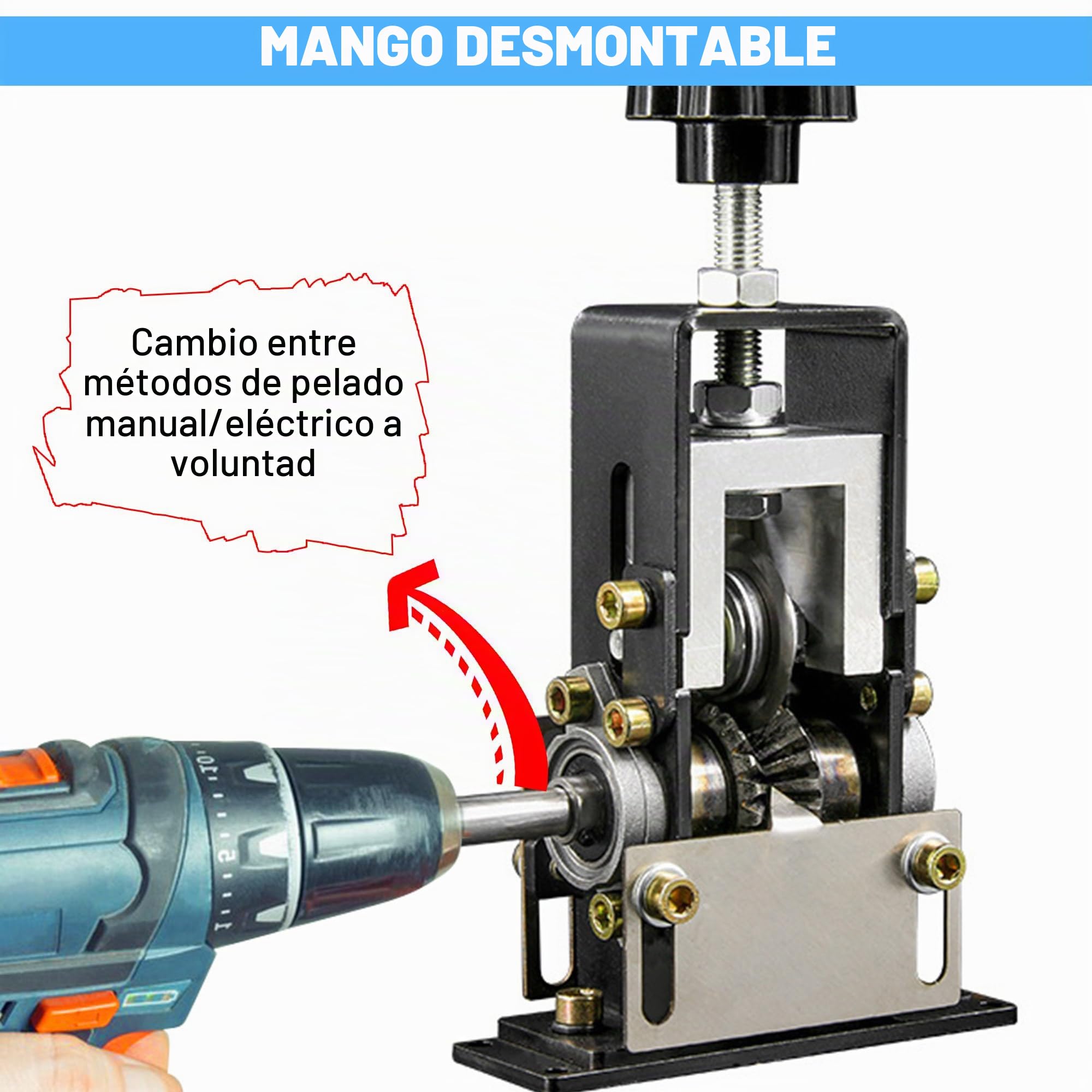 Máquina pelacables manual, herramienta pelacables multifuncional, alicates pelacables de manivela de 1 a 20 mm, pelacables para el reciclaje de residuos de cobre