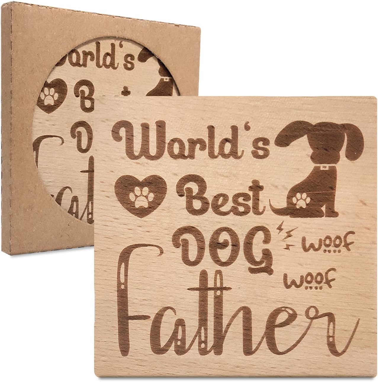 Dog Dad Gifts, Worlds Best Dog Dad Coasters, Dog Lover Owner Gifts for