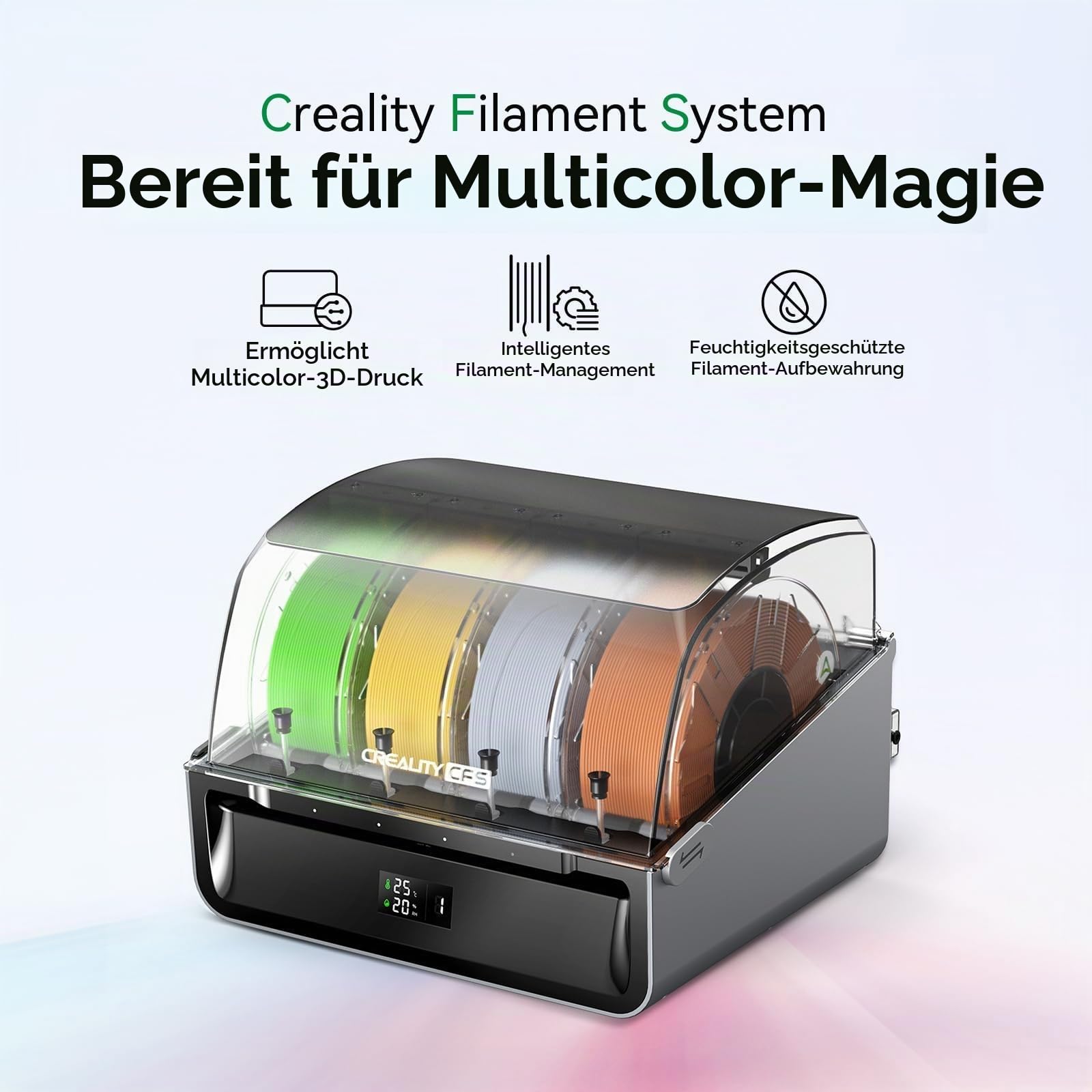 Creality CFS Filament System, automatisches Mehrfarben-Filamentsystem für HI und K2 Plus 3D-Drucker, Automatische Filamentzuordnung, Filamentwechsel und Relais, Filament trockner