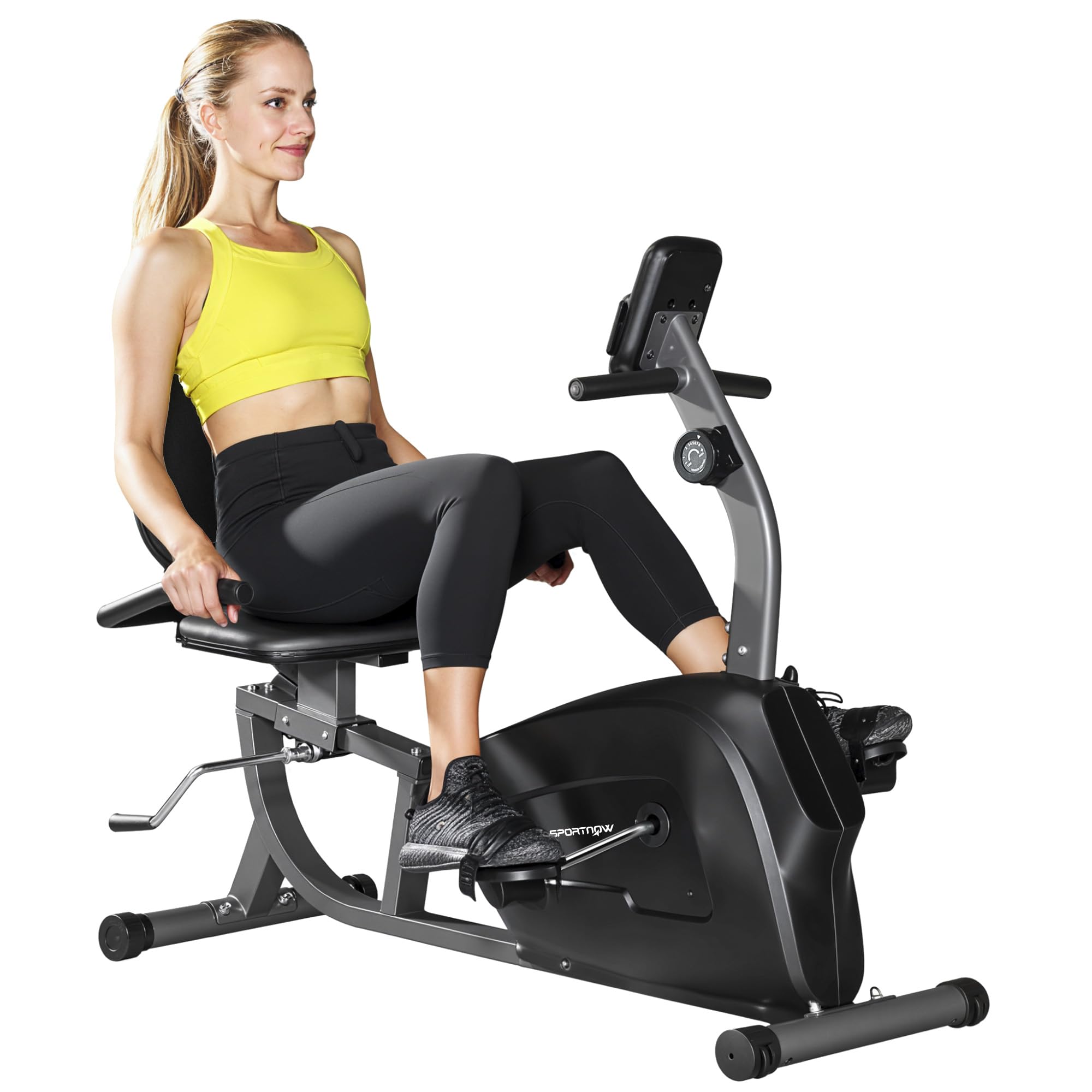 SPORTNOW Liegeergometer für Zuhause mit 8 verstellbar Widerstandsstufe Magnetbremse Pulssensor LCD-Display Senioren Leise Liegefahrrad Heimtrainer mit verstellbar Bequem Sitz Sitzergometer Bis 135kg