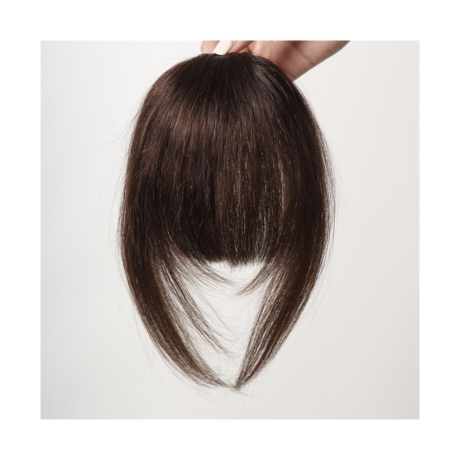 Flequillo Pinza Para El Cabello Flequillo De Cabello 100% Humano Flequillo Francés Marrón Oscuro Natural Clip Para El Cabello Flequillo Con Patillas Postizo Para Mujer Clip En Flequillo De Aire Clip