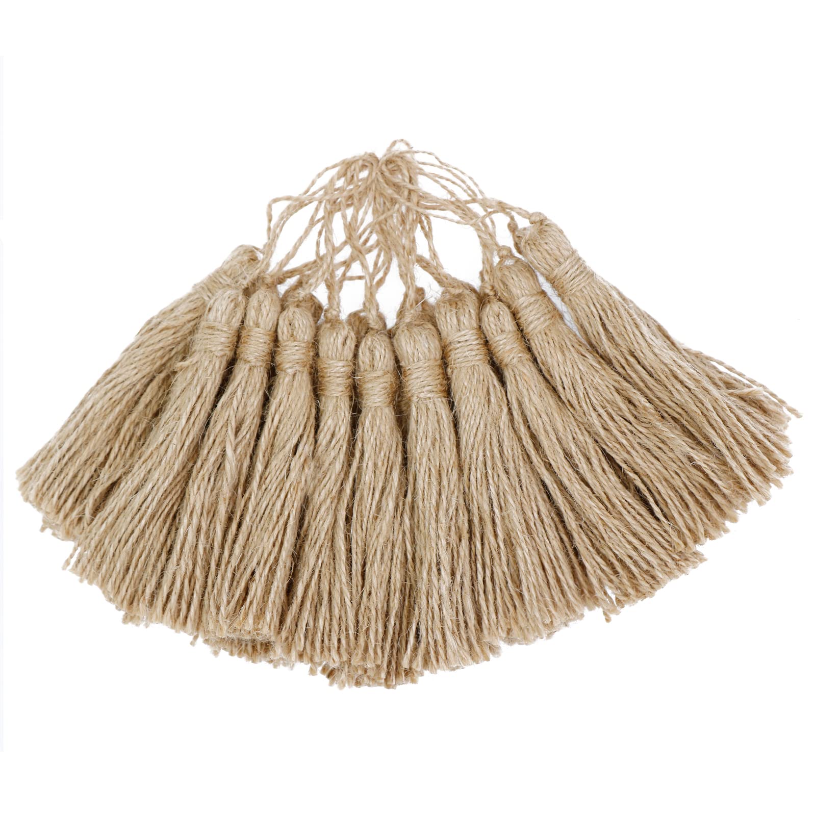 VAPKER 20 Pcs Jute Rope Tassels Hemp Rope Mini Tassel with Loop Natural Jute Twine Tassels Hemp Twine String for DIY Crafts Decoration
