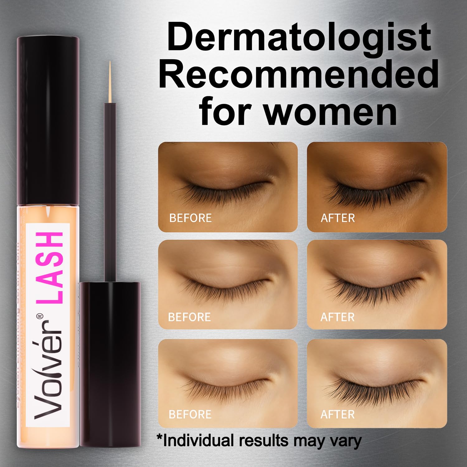 Volver LASH Enhancing Serum for Longer Thicker Denser Eyelashes | Advanced Stem Cell Formula with Minimal Ingredients for women | Clinically Tested and Dermatologist Approved | MADE IN USA 10ml - Image 2