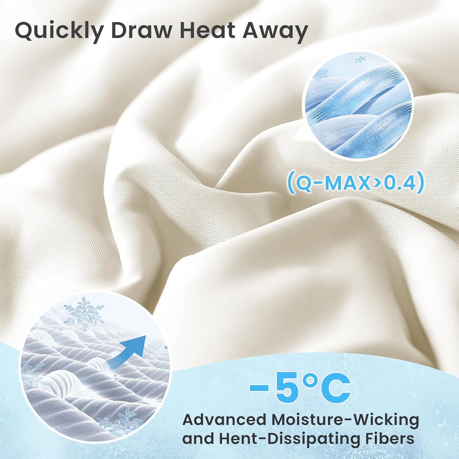 HYLEORY Cooling Comforter King Size - Summer Cooling Blanket for Hot Sleepers/Night Sweats, Double-Sided Cold Touch Silky Ice Comforters, Breathable Lightweight Beddings, Cool Cream, 108"x90"