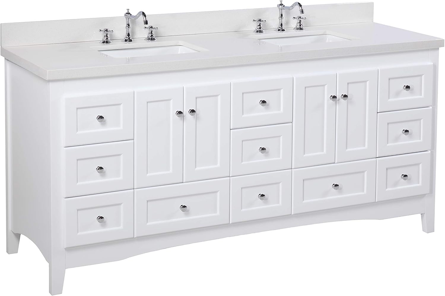 Abbey 72inch Double Bathroom Vanity (Quartz/White) Includes a White
