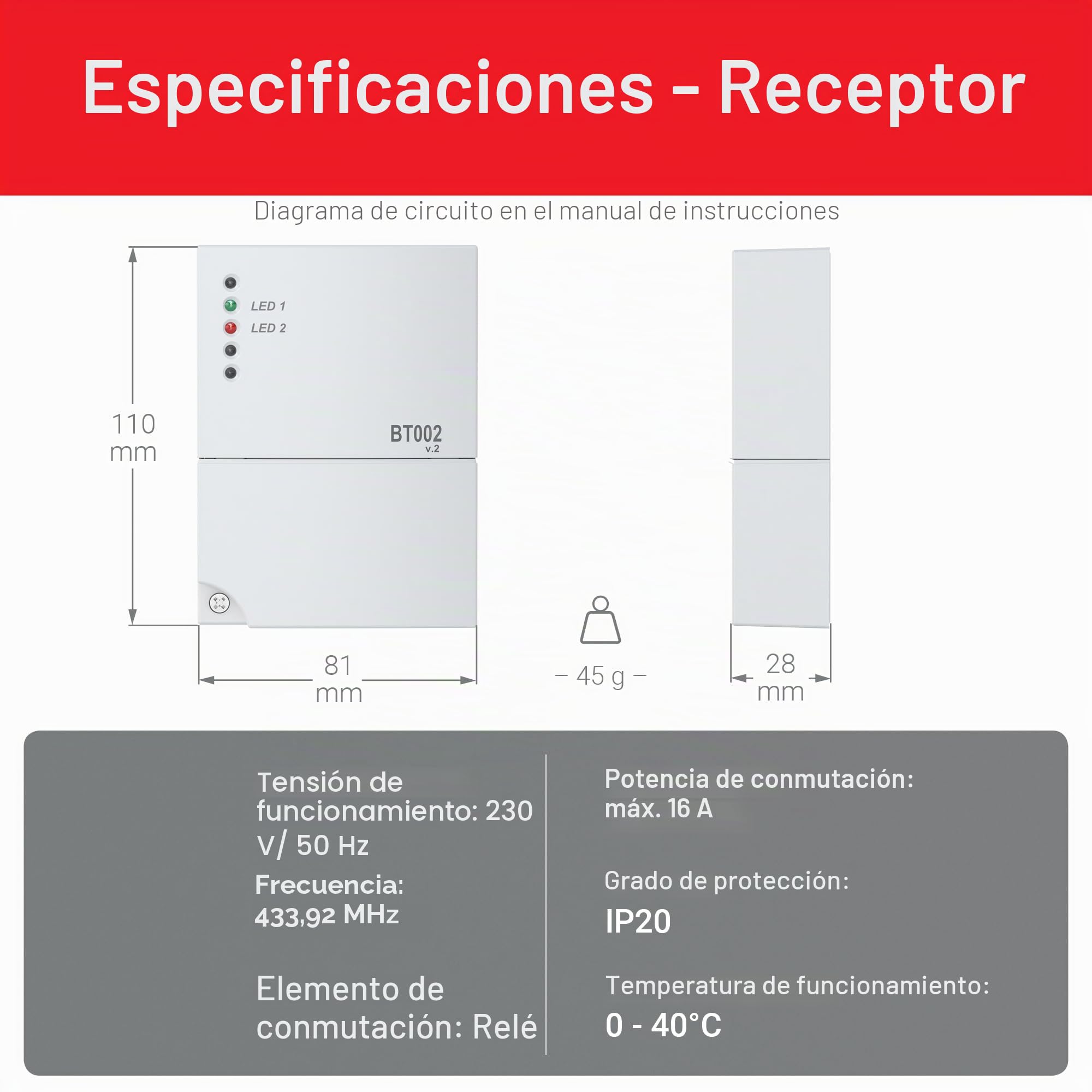 Elektrobock Termostato inalámbrico BPT012, 158 x 181 x 62 mm