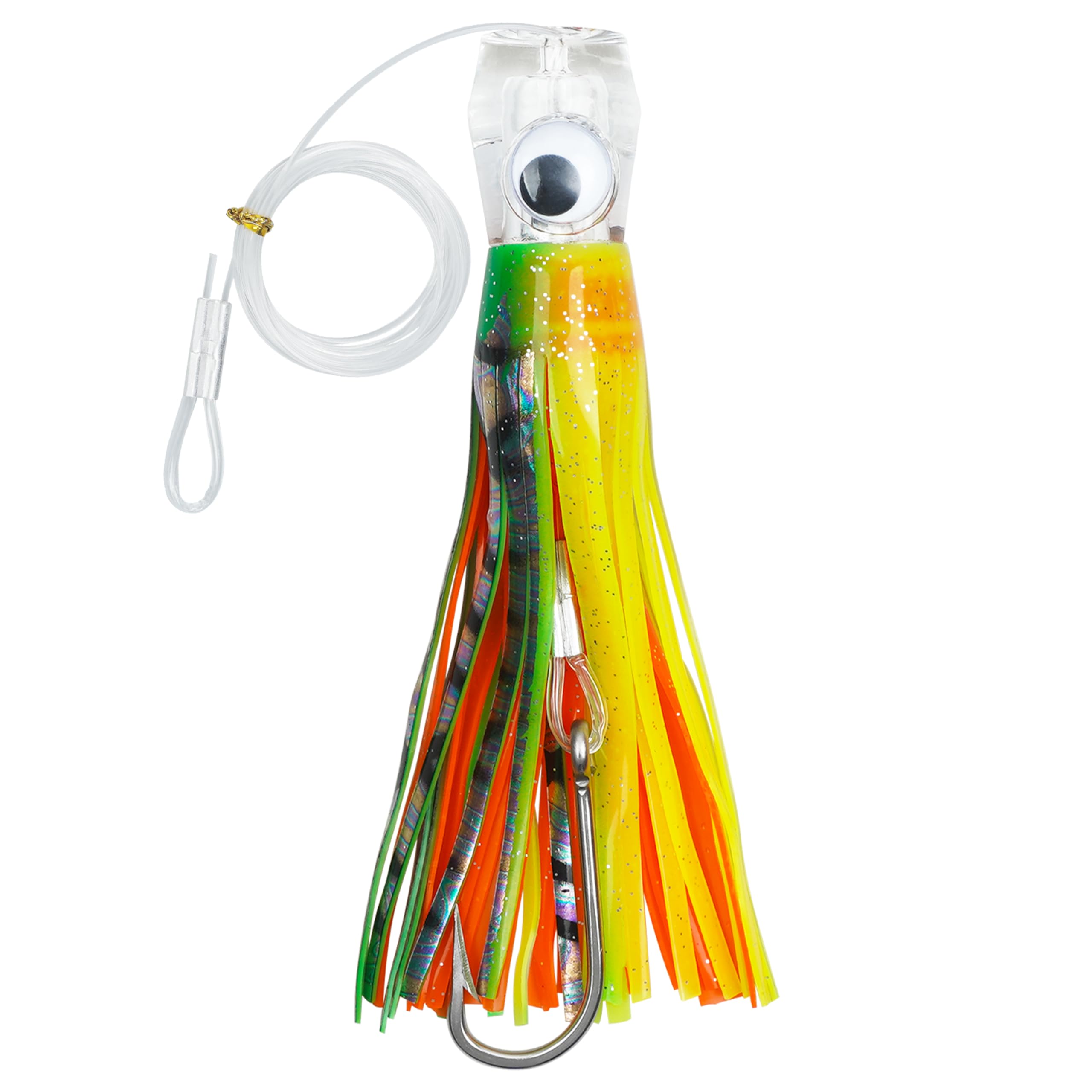 Trolling Lures Saltwater, 6/9inch Offshore Big Game Trolling Lures for Tuna Marlin Mahi Wahoo Deep Sea Fishing Bait Rigged Squid Skirt Leader Hooks