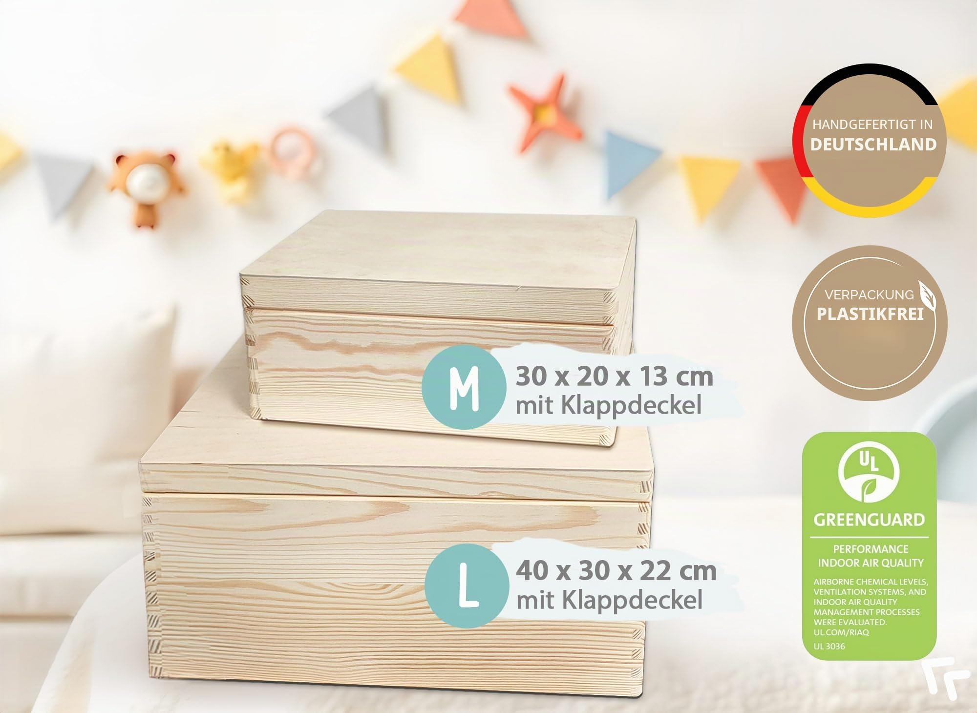 Little Deco Baby Erinnerungsbox personalisierte Holzkiste, Aufbewahrungsbox mit Namen, Blumen Schmetterlinge, Geschenk zur Geburt & Taufe, Geburtstag für Mädchen XHL1148-1-L
