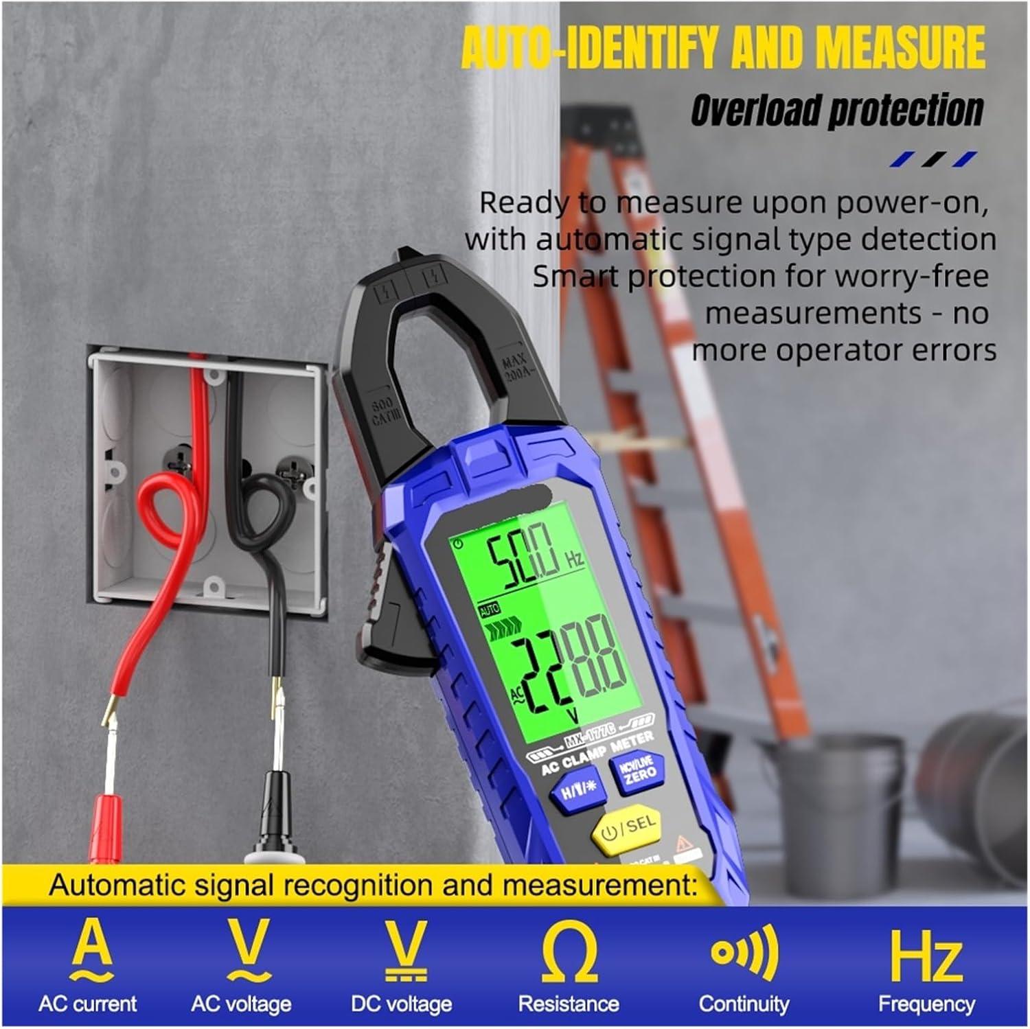Clamp Meter Digital Multimeter True RMS AC/DC Current & Voltage, Capacitance, Resistance, Frequency(MX-177C)