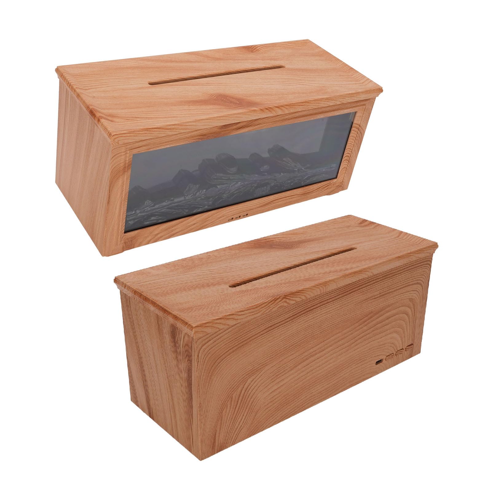 GOWENIC Diffusore di Aromaterapia per Caminetto con Venature del Legno da 180 Ml, Diffusore di Oli Essenziali Ad Ultrasuoni da 280 Ml con Simulata, Umidificatore per Luce Notturna a 7 Colori con