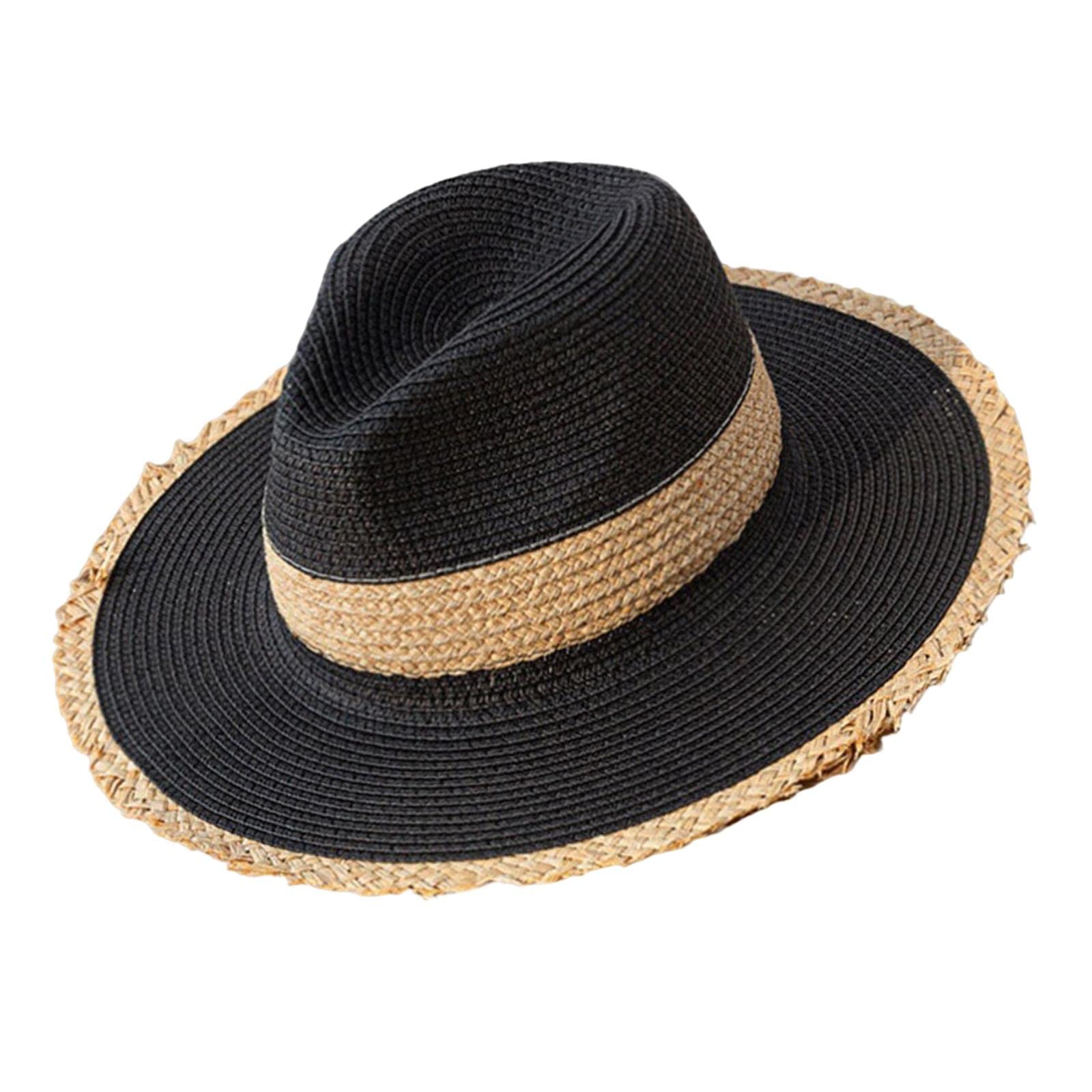 Retro Style Straw Hat Summer Wide Brim Girls Gardening Travel Panama Black|Clothing, Shoes & Accessories | Womens Accessories | Hats-image-49