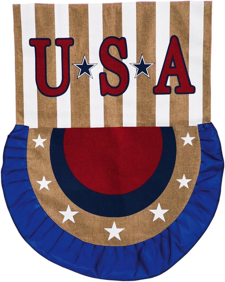 Evergreen Burlap USA Bunting House Flag, 28 x 44 inches