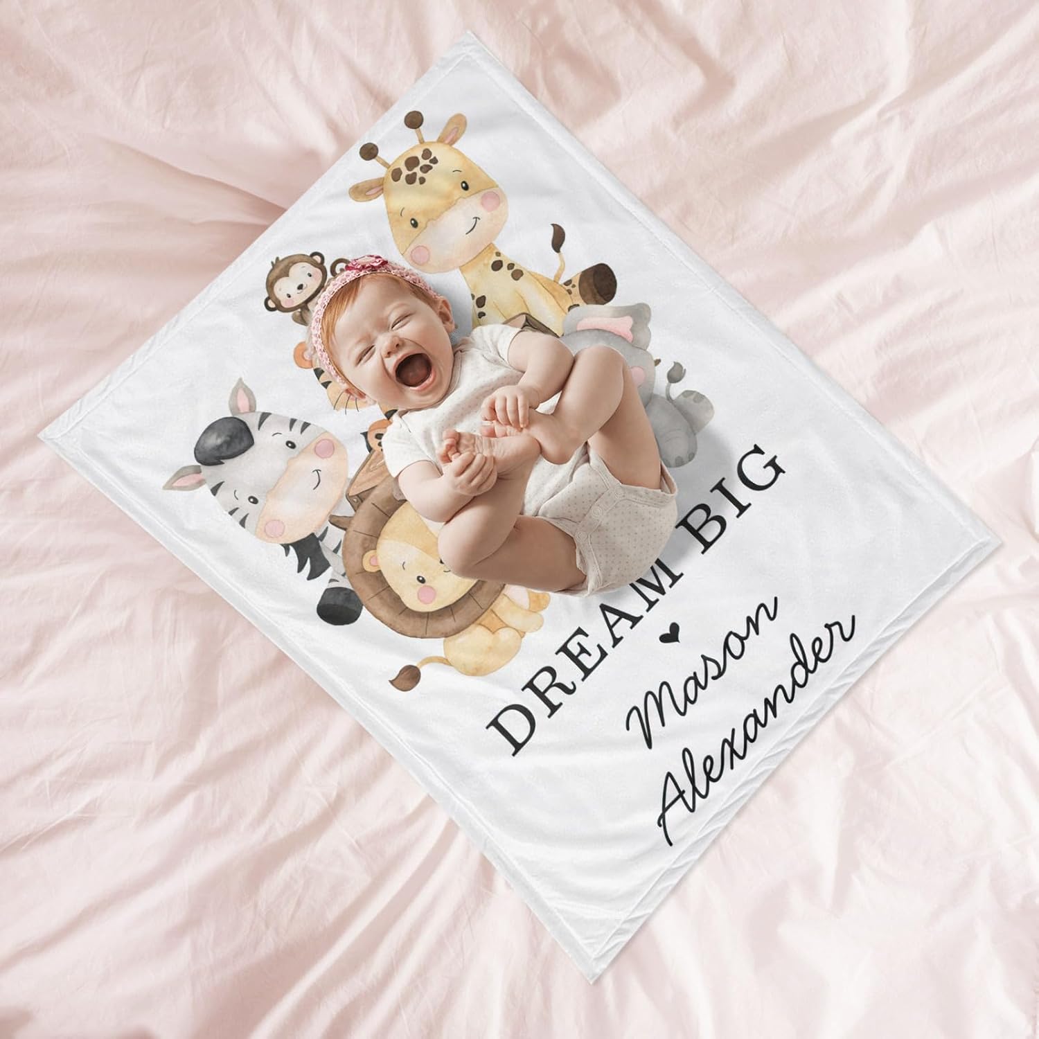 Jungle Animal Baby Blanket,Baby Boy Safari Nursery,Jungle Theme Baby Blanket Suitable for New Moms Receiving Blanket Neutral Stroller Decor Crib Bedding for Kids - 50x60 Inches