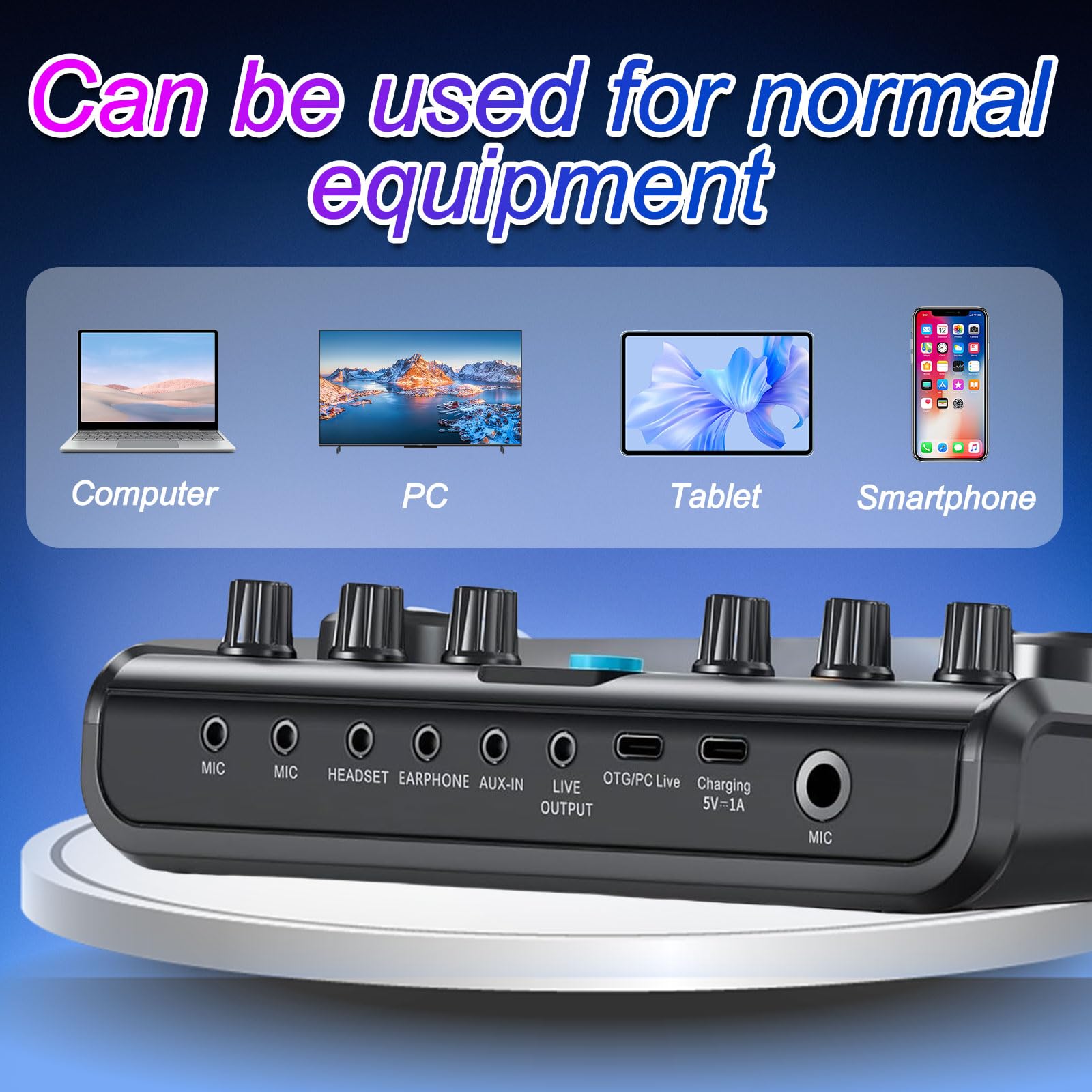 Podcast Equipment Bundle with Live Sound Card Audio Mixer Condenser Microphone, Audio Interface Streaming Mic Podcast Studio Recording for Sing, Gaming, YouTube TikTok, Studio Mixer Set for PC, Phone